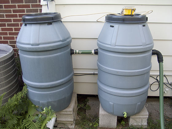 Rain barrels installed
